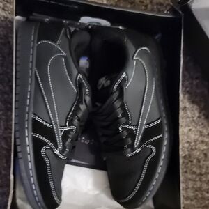 Jordan 1 Travis Scott Retro Low OG Black and White Men's Sneakers